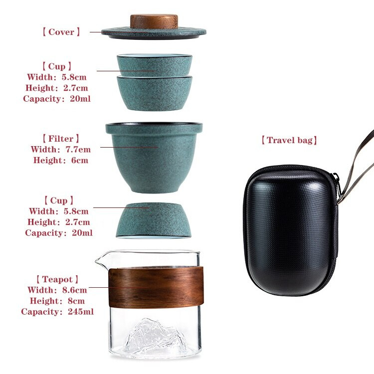 Kreativni prijenosni putni Kung Fu set za čaj Jednostavna keramika protiv opeklina Quik šalica za čaj Poklon za prijatelje Čajice 1 lonac i 3 šalice