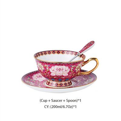 Snow Lotus Bone China Kávové šálky s podšálkami, sada lyžíc, 200ml čajové šálky, porcelánová čajová súprava, keramická šálka na čaj, šálka na espresso, dropshipping