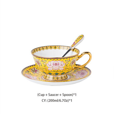 Snow Lotus Bone China Kávové šálky s podšálkami, sada lyžíc, 200ml čajové šálky, porcelánová čajová súprava, keramická šálka na čaj, šálka na espresso, dropshipping