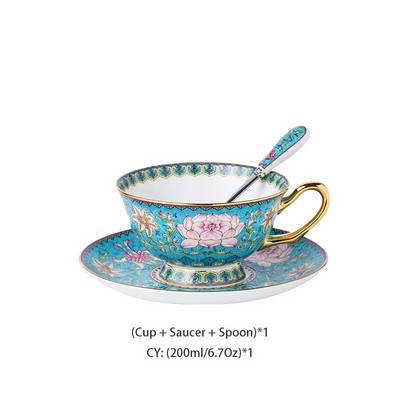 Snow Lotus Bone China Kávové šálky s podšálkami, sada lyžíc, 200ml čajové šálky, porcelánová čajová súprava, keramická šálka na čaj, šálka na espresso, dropshipping