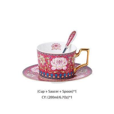 Snow Lotus Bone China Kávové šálky s podšálkami, sada lyžíc, 200ml čajové šálky, porcelánová čajová súprava, keramická šálka na čaj, šálka na espresso, dropshipping