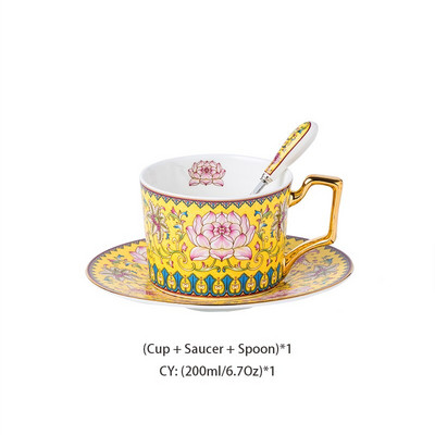 Snow Lotus Bone China Kávové šálky s podšálkami, sada lyžíc, 200ml čajové šálky, porcelánová čajová súprava, keramická šálka na čaj, šálka na espresso, dropshipping