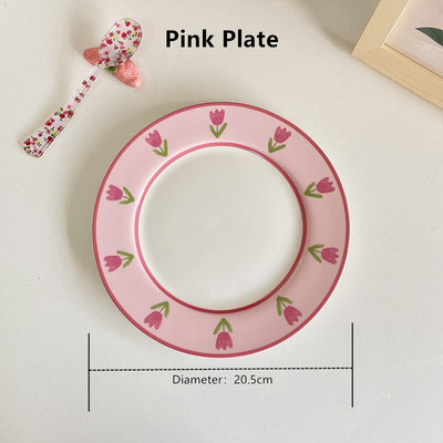 Cutelife Ins Tulip Pink Keramická sada kávových šálok Domáca dekorácia Mliečny čaj Raňajkový pohár Podšálka Vintage Svadobný tanier Opakovane použiteľný pohár