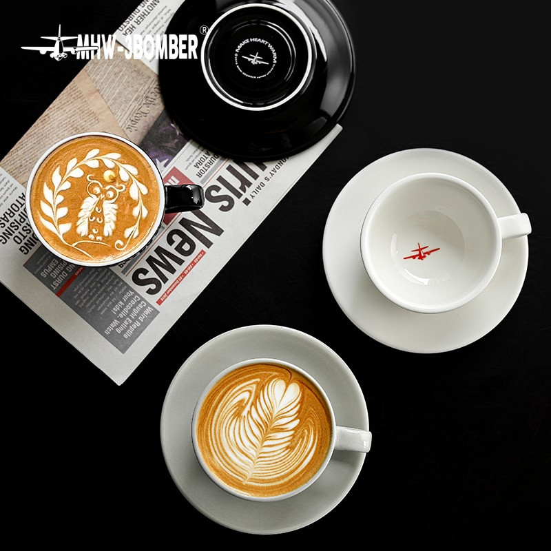 Šálka na kávu 280 ml Latte Cup Keramický hrnček s podšálkou Porcelánová sada šálok a podšálok C5079BL C5080W C5081G