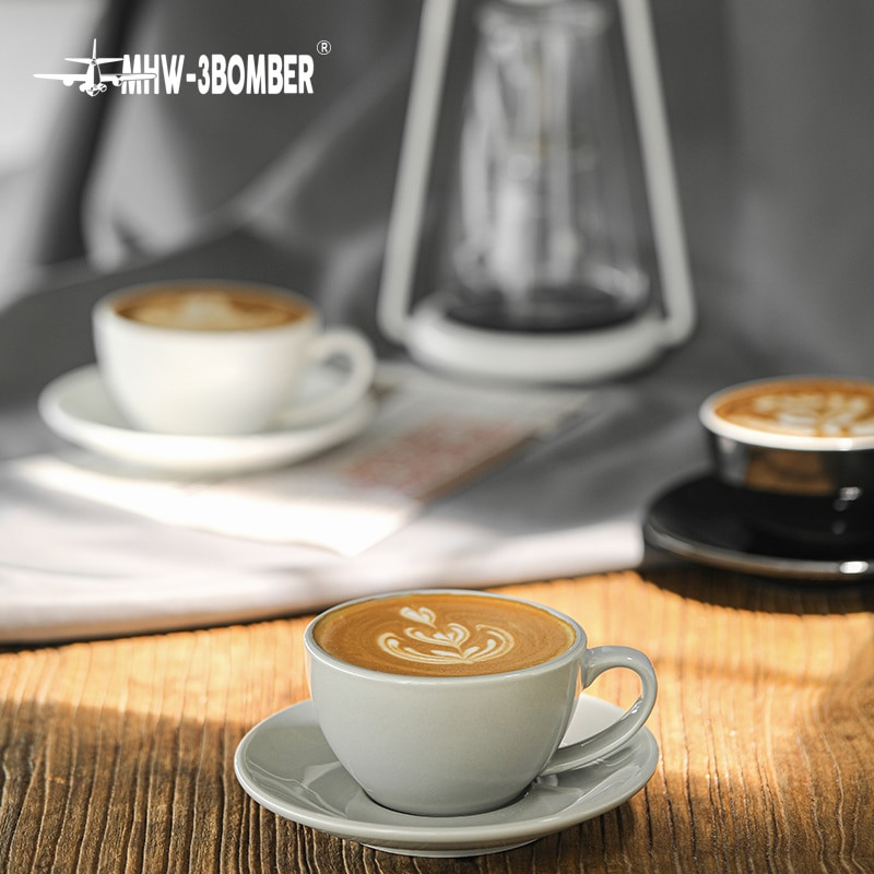 Šálka na kávu 280 ml Latte Cup Keramický hrnček s podšálkou Porcelánová sada šálok a podšálok C5079BL C5080W C5081G