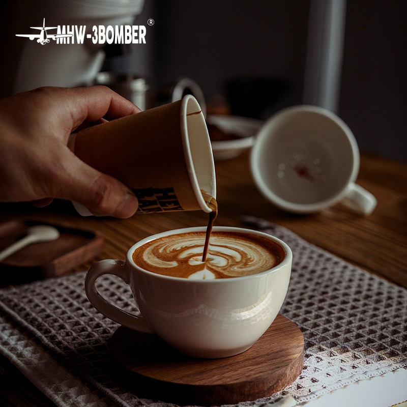 Šálka na kávu 280 ml Latte Cup Keramický hrnček s podšálkou Porcelánová sada šálok a podšálok C5079BL C5080W C5081G
