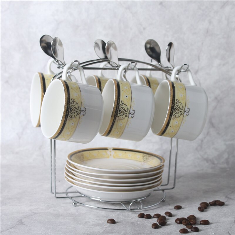 Elegantný keramický hrnček na kávu a cappuccino, anglický idylický popoludňajší čajový set, retro porcelán s podšálkou a lyžičkou, darčeková sada