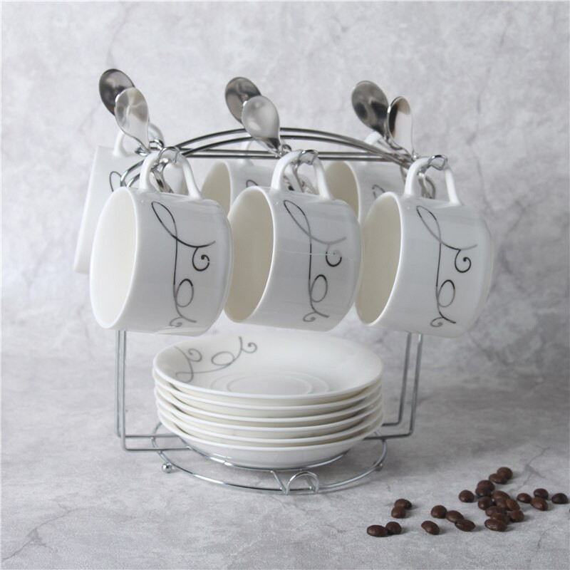 Elegantný keramický hrnček na kávu a cappuccino, anglický idylický popoludňajší čajový set, retro porcelán s podšálkou a lyžičkou, darčeková sada