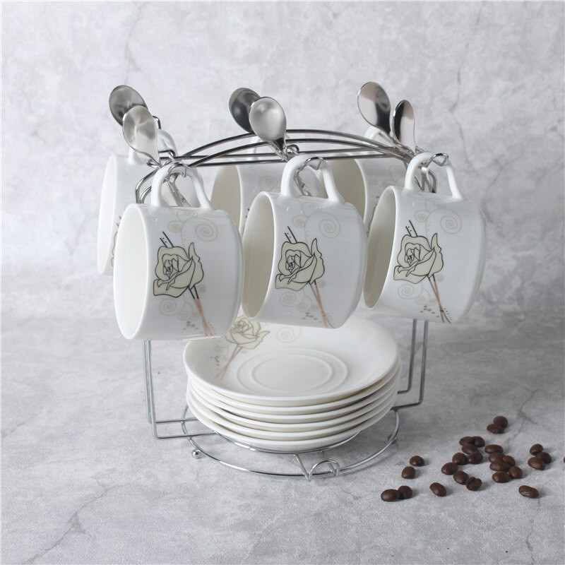 Elegantný keramický hrnček na kávu a cappuccino, anglický idylický popoludňajší čajový set, retro porcelán s podšálkou a lyžičkou, darčeková sada