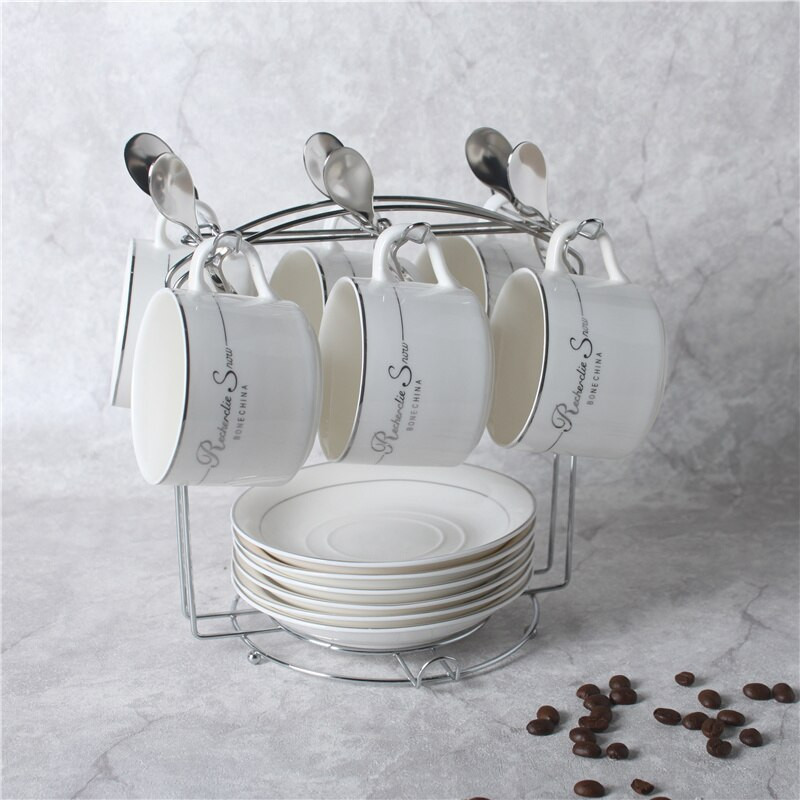 Elegantný keramický hrnček na kávu a cappuccino, anglický idylický popoludňajší čajový set, retro porcelán s podšálkou a lyžičkou, darčeková sada