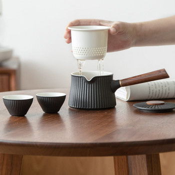 Японски стил Преносима ръчно изработена кана за чай Китайски комплект за чай Creative Office Kung Fu чайник Керамична странична дръжка Филтър чайник