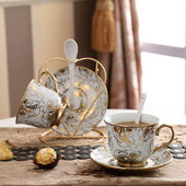 Kreatívna keramická kostná porcelánová šálka na kávu, podšálka, sada lyžíc, európsky štýl, čínska šálka na čaj, párty, bytové dekorácie, doplnky, hrnček, darček
