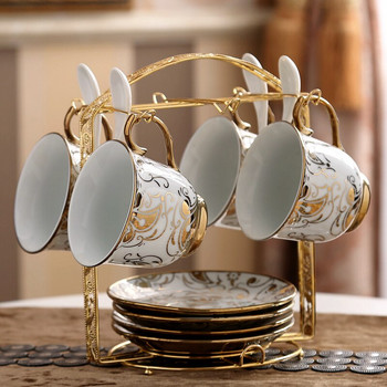 Creative Ceramic Bone China Πιατάκι καφέ Σετ κουταλιού ευρωπαϊκού τύπου China Teacup Party Διακόσμηση σπιτιού Αξεσουάρ Κούπα Δώρο