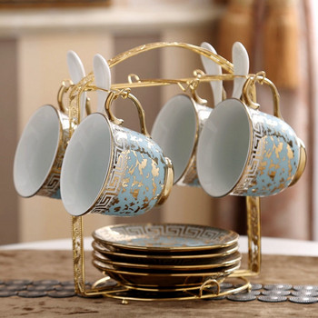 Creative Ceramic Bone China Πιατάκι καφέ Σετ κουταλιού ευρωπαϊκού τύπου China Teacup Party Διακόσμηση σπιτιού Αξεσουάρ Κούπα Δώρο