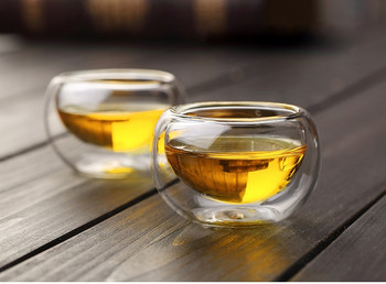 4 бр. Креативна топлоустойчива стъклена чаша с двойна стена, висококачествени модни чаши за чай, кафе, сок, съдове за пиене, кунгфу чаша за чай