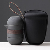 Dehua putni set za čaj, čajnik s keramičkim uljevkom i 2 keramičke šalice za čaj, prenosiv s torbom za nošenje