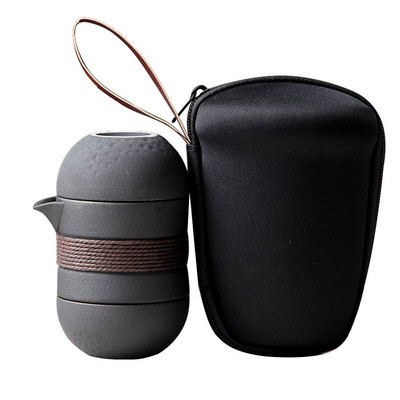 Dehua putni set za čaj, čajnik s keramičkim uljevkom i 2 keramičke šalice za čaj, prenosiv s torbom za nošenje
