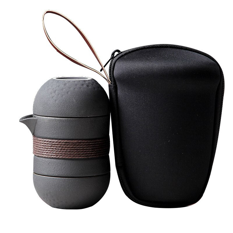 Dehua putni set za čaj, čajnik s keramičkim uljevkom i 2 keramičke šalice za čaj, prenosiv s torbom za nošenje