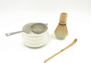 Το πιο δημοφιλές Matcha Tea Kit Organic Bamboo Whisk 100 Prongs Chasen Scoop Kline Glazed Chawan Bowl and Reshaper Holder Filter