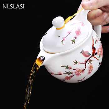 7 бр./компл. Китайски керамични сервизи за чай Изискан порцеланов чайник Чайник двоен против изгаряне Чаши Чаши Домакински прибори за чай Съдове за напитки