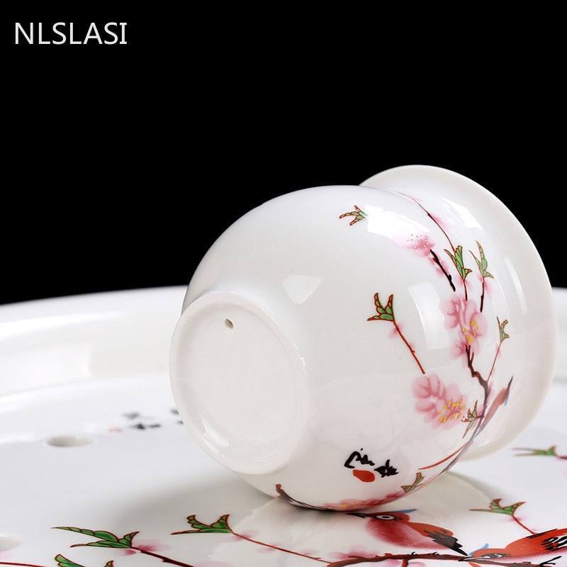 7 db/készlet Kínai kerámia teáskészletek Igényes porcelán teáskanna dupla forrázásgátló Teáscsészék Háztartási teás edények Italkészlet