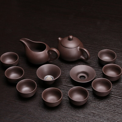 Set de ceai din lut violet din ceramică, cu infuzor de oală Kung Fu, ceainic Xishi Gaiwan, ceainic de servire, ceașcă de ceai, băuturi chinezești de înaltă calitate