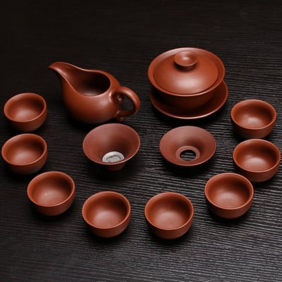 Set de ceai din lut violet din ceramică, cu infuzor de oală Kung Fu, ceainic Xishi Gaiwan, ceainic de servire, ceașcă de ceai, băuturi chinezești de înaltă calitate