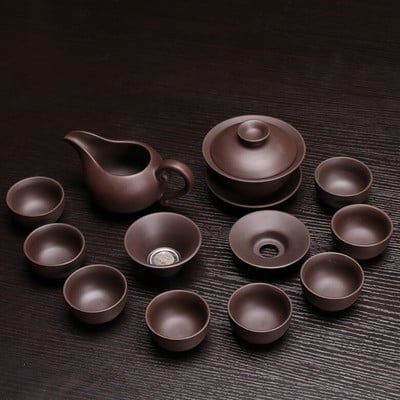 Set de ceai din lut violet din ceramică, cu infuzor de oală Kung Fu, ceainic Xishi Gaiwan, ceainic de servire, ceașcă de ceai, băuturi chinezești de înaltă calitate