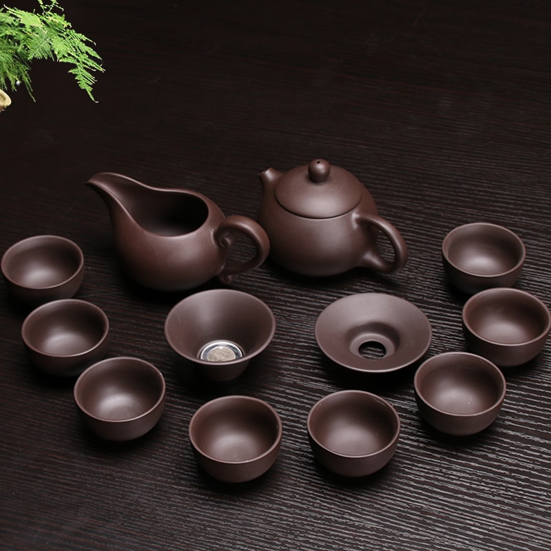 Set de ceai din lut violet din ceramică, cu infuzor de oală Kung Fu, ceainic Xishi Gaiwan, ceainic de servire, ceașcă de ceai, băuturi chinezești de înaltă calitate