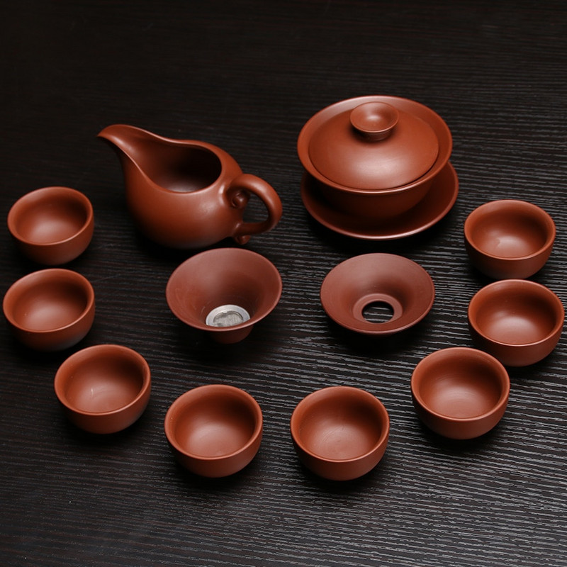 Set de ceai din lut violet din ceramică, cu infuzor de oală Kung Fu, ceainic Xishi Gaiwan, ceainic de servire, ceașcă de ceai, băuturi chinezești de înaltă calitate