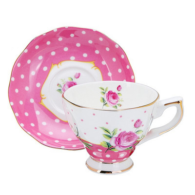 6 štýlových 240ml modrý ružový porcelán módny britský kostný porcelán šálka na kávu s podšálkou keramická kvetinová čajová súprava sada šálok na čaj s podšálkou