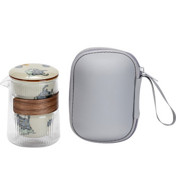 Φορητό γλάσο μελιού Κεραμικό Ταξιδιωτικό Teaset Tiger Year Teaware Δώρο κατά του ζεματίσματος Galss Tea Pitch Outdoor Tea Maker 1 Pot 3 φλιτζάνια