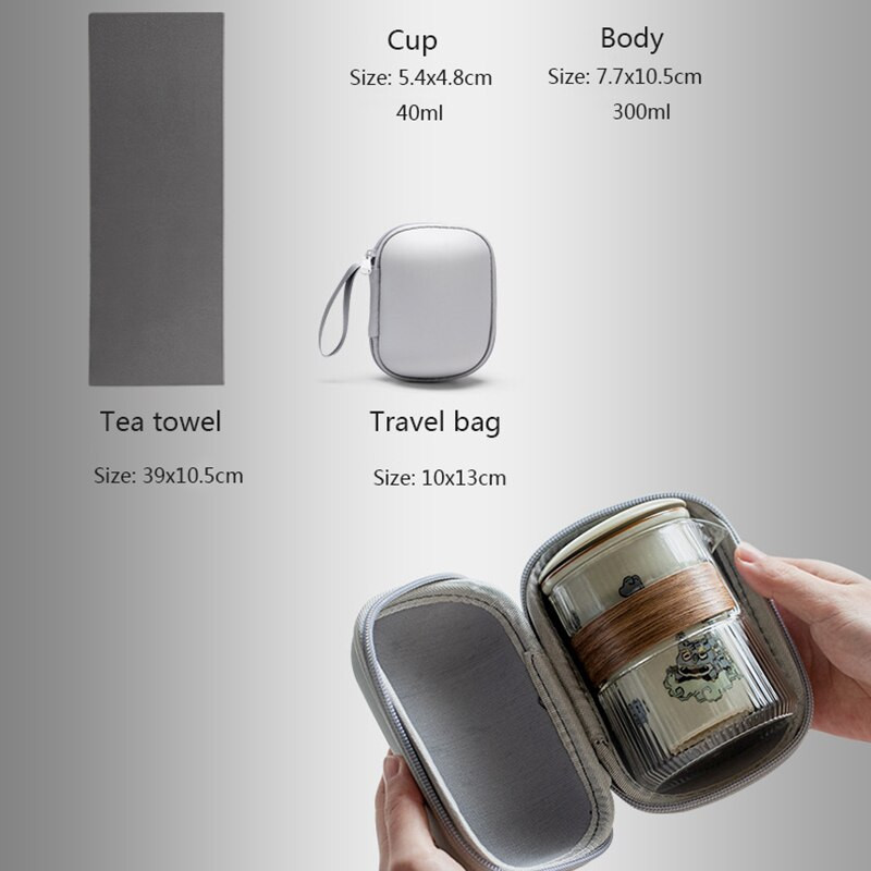 Prijenosni keramički čajnik s glazurom meda Putni čajnik Tigar Year Posuda za čaj Poklon protiv opekotina Galss Tea Pitche Vanjski aparat za čaj 1 lonac 3 šalice