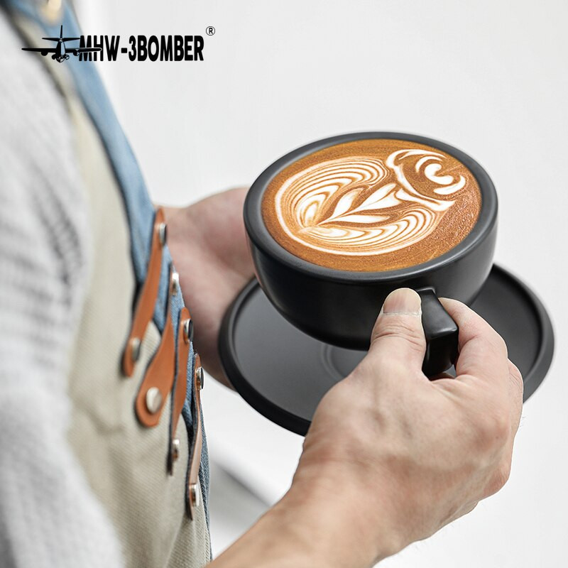 Keramický hrnček na kávu 280 ml s podšálkou, hrnčeky na kávu, hrnček na latte, kávové šálky, keramické, so širokým hrdlom a hrubou stenou