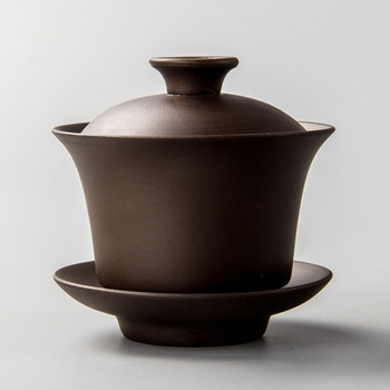 Китайски чайник, елегантни чайни чаши Gaiwan, лилава глинена супница, 120 мл капак, купа, чинийка Zisha Tea Brew Чаша за чай Drop Shipping