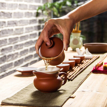 Κινεζικό Teaset Κομψό φλιτζάνια τσαγιού Gaiwan Purple Clay Tureen 120ml Καπάκι Πιατάκι Zisha Tea Brew Tea Cup Drop Αποστολή