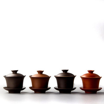 Κινεζικό Teaset Κομψό φλιτζάνια τσαγιού Gaiwan Purple Clay Tureen 120ml Καπάκι Πιατάκι Zisha Tea Brew Tea Cup Drop Αποστολή