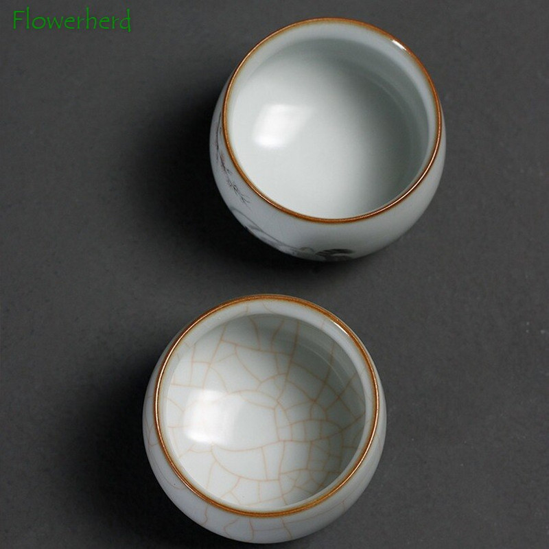 Keramická porcelánová šálka na čaj Ru Kiln Cat, čajová súprava Kung Fu, šálka na čaj