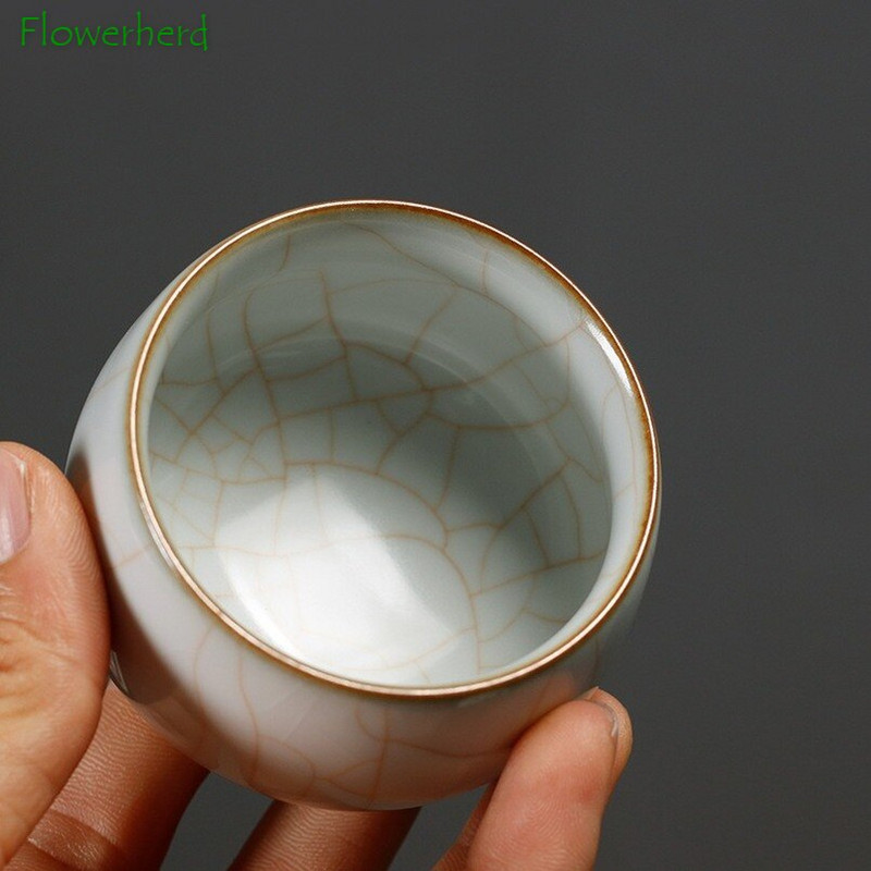 Keramická porcelánová šálka na čaj Ru Kiln Cat, čajová súprava Kung Fu, šálka na čaj