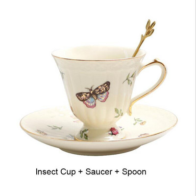 Europska keramička šalica za kavu i tanjurić set sa žlicom za kukce Retro popodnevna šalica i čajnik