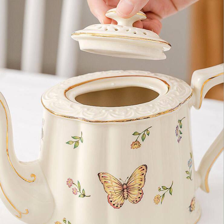 Europska keramička šalica za kavu i tanjurić set sa žlicom za kukce Retro popodnevna šalica i čajnik