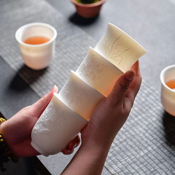 Висококачествен бял костен Китай Чаша за чай Козя мазнина Нефрит Керамична чаша за чай Kung Fu Чаен комплект Аксесоари Китайски купи Японски чаши Чаша