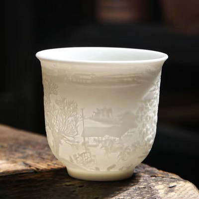 Visokokvalitetna šalica za čaj od bijelog koštanog porculana Keramička šalica za čaj od kozjeg masnog žada Kung Fu pribor za pribor za čaj Kineske zdjele Japanske šalice Šalica