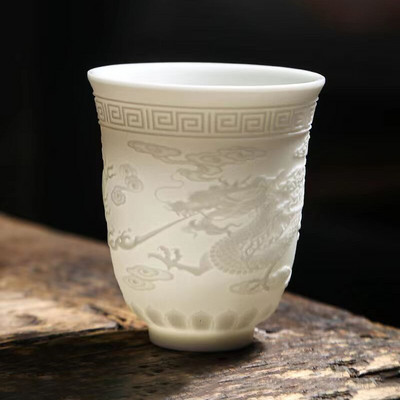 Visokokvalitetna šalica za čaj od bijelog koštanog porculana Keramička šalica za čaj od kozjeg masnog žada Kung Fu pribor za pribor za čaj Kineske zdjele Japanske šalice Šalica