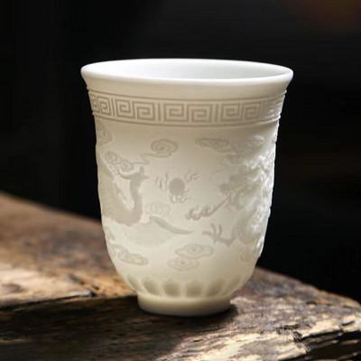 Visokokvalitetna šalica za čaj od bijelog koštanog porculana Keramička šalica za čaj od kozjeg masnog žada Kung Fu pribor za pribor za čaj Kineske zdjele Japanske šalice Šalica
