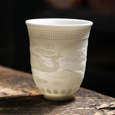 Visokokvalitetna šalica za čaj od bijelog koštanog porculana Keramička šalica za čaj od kozjeg masnog žada Kung Fu pribor za pribor za čaj Kineske zdjele Japanske šalice Šalica