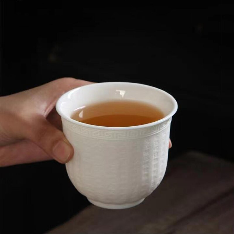 Visokokvalitetna šalica za čaj od bijelog koštanog porculana Keramička šalica za čaj od kozjeg masnog žada Kung Fu pribor za pribor za čaj Kineske zdjele Japanske šalice Šalica
