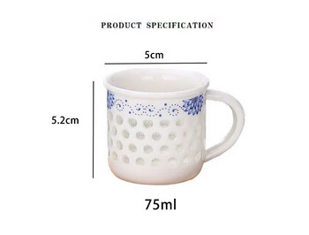 Синя и бяла порцеланова изящна чаша за чай Керамичен кунг-фу сервиз за чай Костен Китай Японски чаши Ретро купа Ръчна керамика Чаша