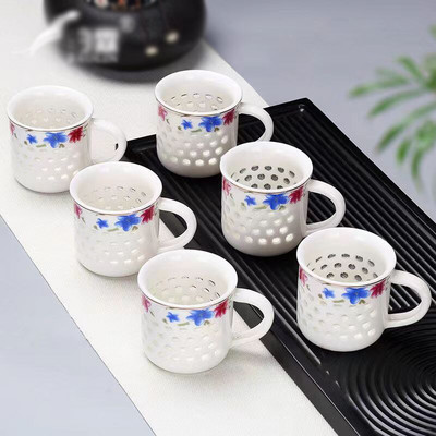 Mėlynos ir baltos spalvos porcelianinis išskirtinis arbatos puodelis Keraminis Kung Fu arbatos rinkinys Bone China Japoniški puodeliai Senoviniai dubuo Rankiniai keramikos puodeliai Puodelis