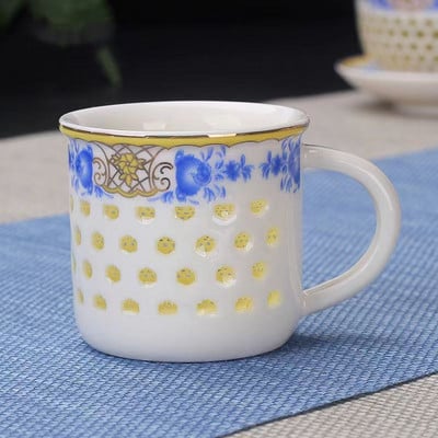 Kék-fehér porcelán finom teáscsésze kerámia kung fu teáskészlet csont kínai japán csészék Vintage tál kézi kerámia csészék Bögre